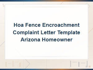 Arizona Hoa Fence Encroachment Complaint Letter Template for Homeowners